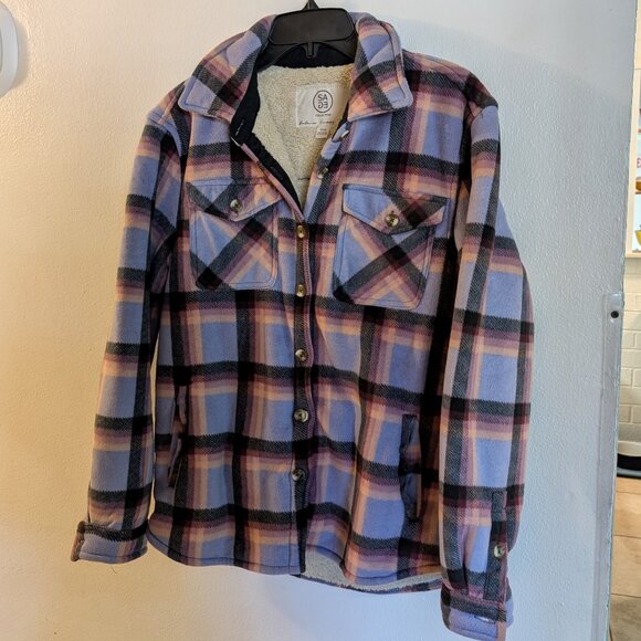 Women's sherpa lined flannel jacket, Small - Picture 1 of 3